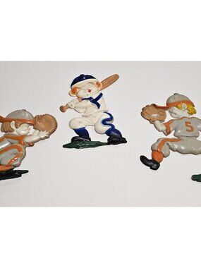 Vintage Sexton Diecast Metal 1976 Baseball Players Wall Hanging Decor set of 3